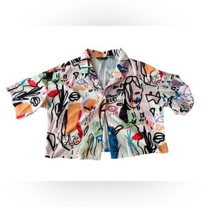 SHEIN EZwear Drop Shoulder Graphic Print Blouse